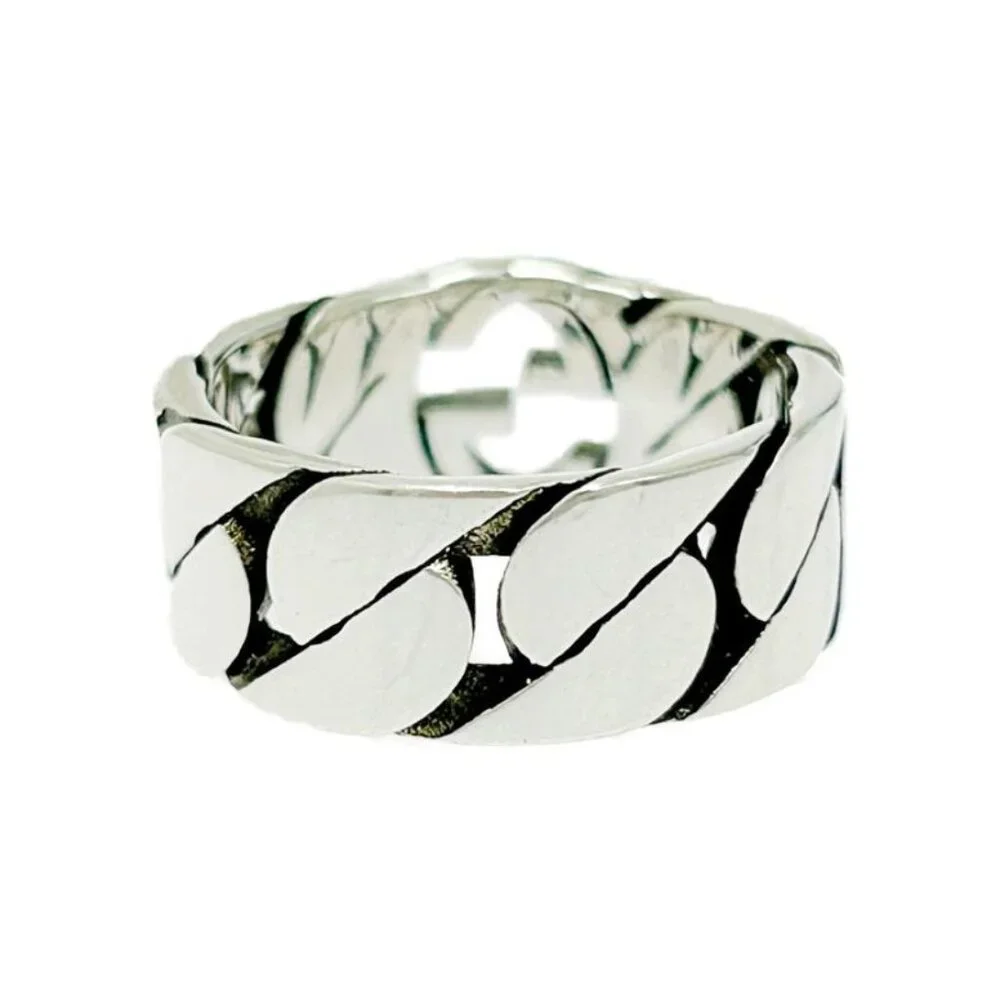 Gucci Silver Interlocking G Chain Ring 6.4 g 925 Engraved Ring - Picture 3 of 8